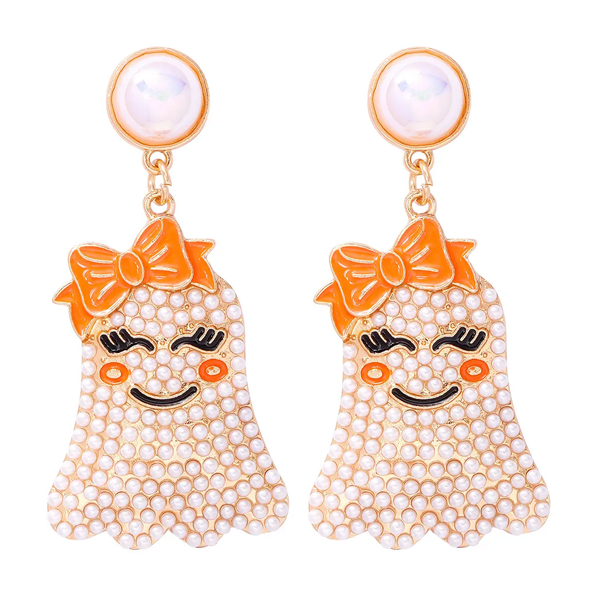 Little Ghost Pearl Personalized Earrings Halloween Ghost Festival