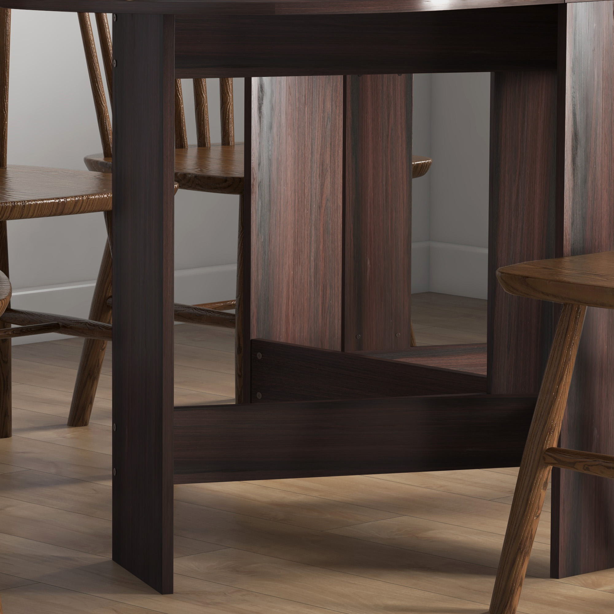 Folding Dining Table, Suitable For Small Spaces, Oval Tabletop, Chocolate Wood — image 9