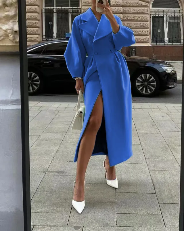 Vintage Court Lantern Sleeves Large Lapel Jacket Blue - Shop at LoveMi