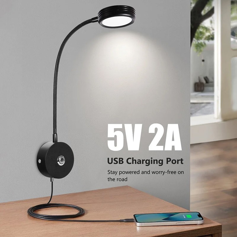 12V LED Touch Dimmable USB Spot Reading Light Motorhome Campervan Caravan Boat — image 5