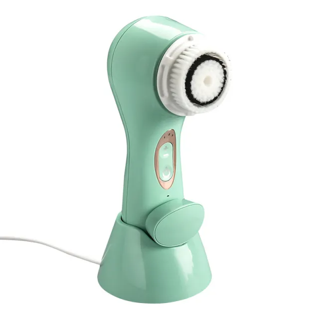 Wireless Induction Charging Ultrasonic Facial Cleansing Brush Light Green - Shop at LoveMi