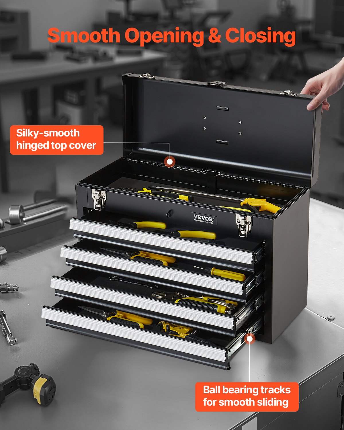Metal Tool Box, 20.5-inch, Metal Tool Box With 4 Drawers,