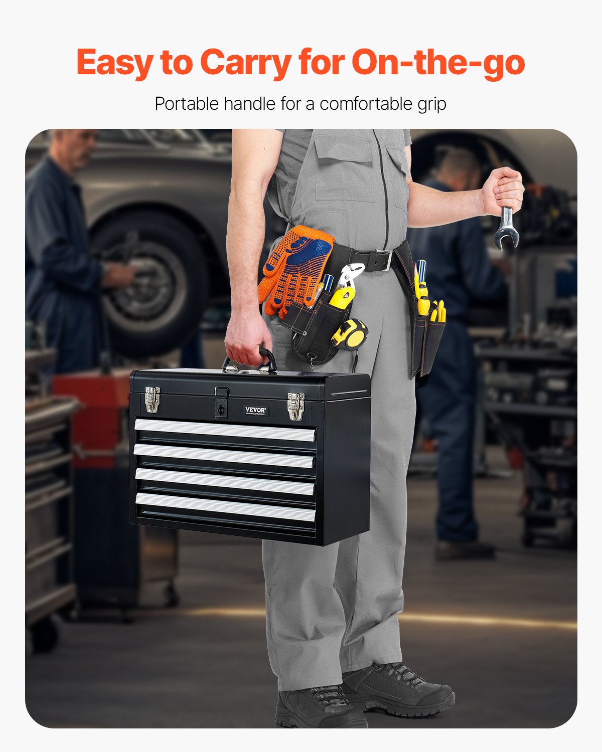 Metal Tool Box, 20.5-inch, Metal Tool Box With 4 Drawers,