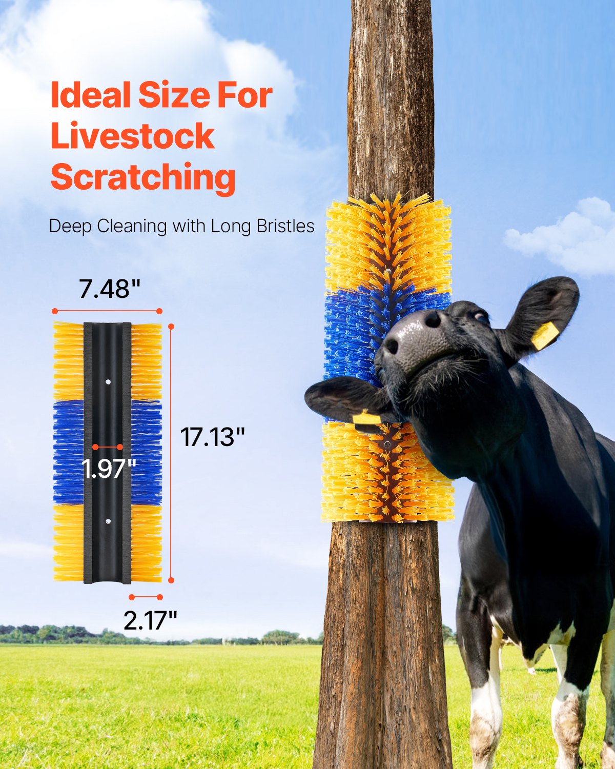Livestock Scratching Brush, Horse Brush With 2 Screws, 17.1 X 7.5 In Cow Scratcher, For Back Itch Relief & Keep Cleaning, Grooming & Scratching Post Brush For Horse, Pig, Cattle Supplies - Image 2
