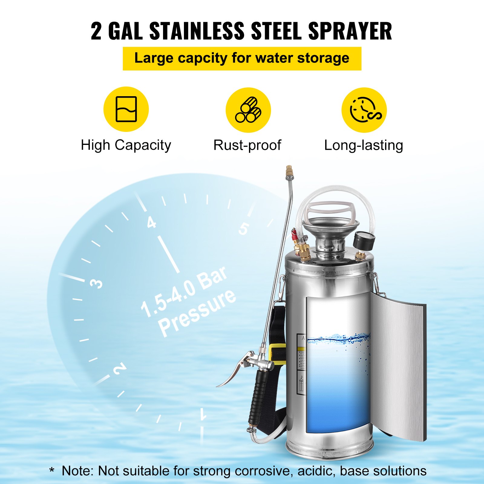 Stainless Steel Sprayer 8L Household Gardening And Floor Cleaning Sprayer, Suitable For The Current Neds Of Industry, Agriculture, Commerce, Medicine And Other Industries - Image 2