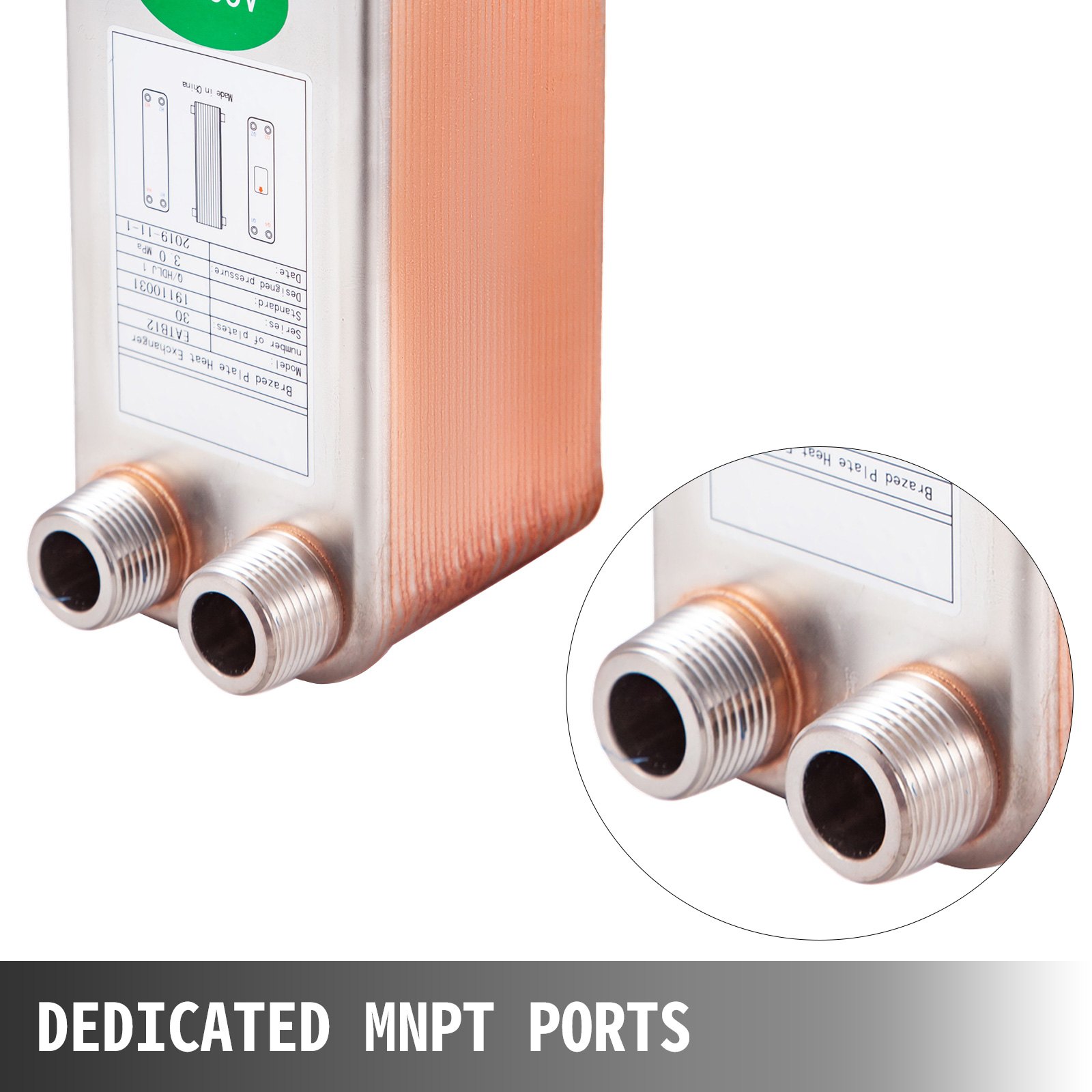 Heat Exchanger 3/4” MNPT Ports Brazed Plate Heat Exchanger