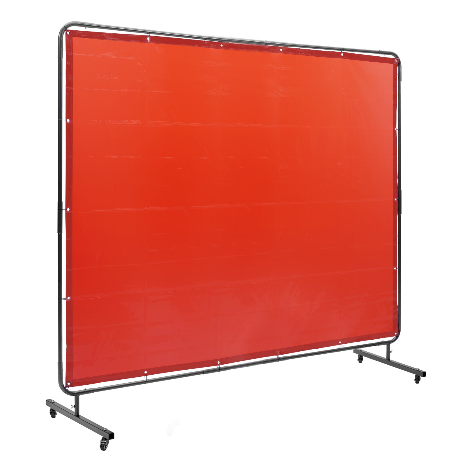 Welding Screen With Frame, 1.83 X 2.44 M Welding Curtain Screen, Flame-Resistant Vinyl Welding Protection Screen On 4 Swivel Wheels (2 Lockable), Moveable & Professional For Workshop/Industrial, Red