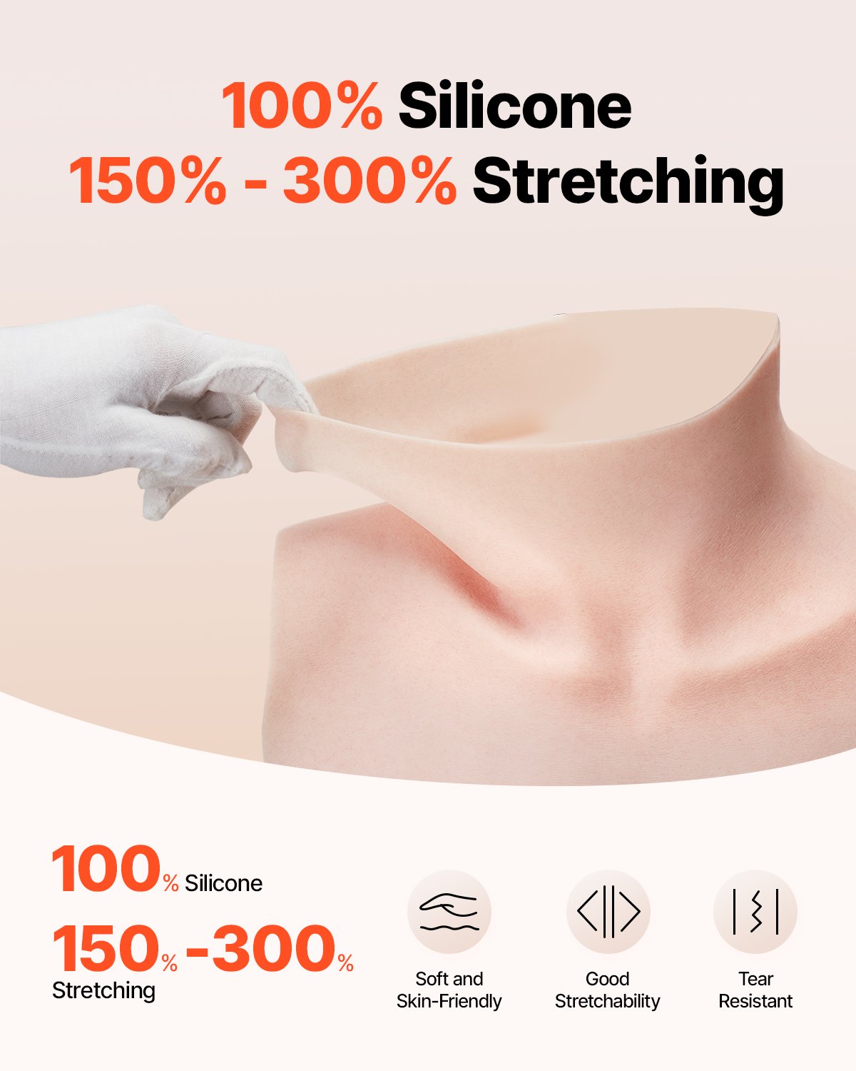 Silicone Breastplate, D-Cup High Neckline Fake Breasts For Crossdressers, Realistic Silicone-Filled Fake Boobs Breast Forms For Transgender Cosplay Drag Queen, Ivory