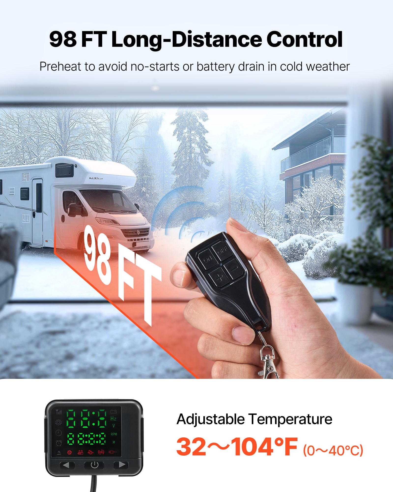 Diesel Air Heater, 8 KW DC12-24V, Fast Heating Diesel Parking Heater With Remote Control And Square Color Digital Display, Low Noise, Voice Announcement, For RV, Truck, Camper, Boat And Trailer