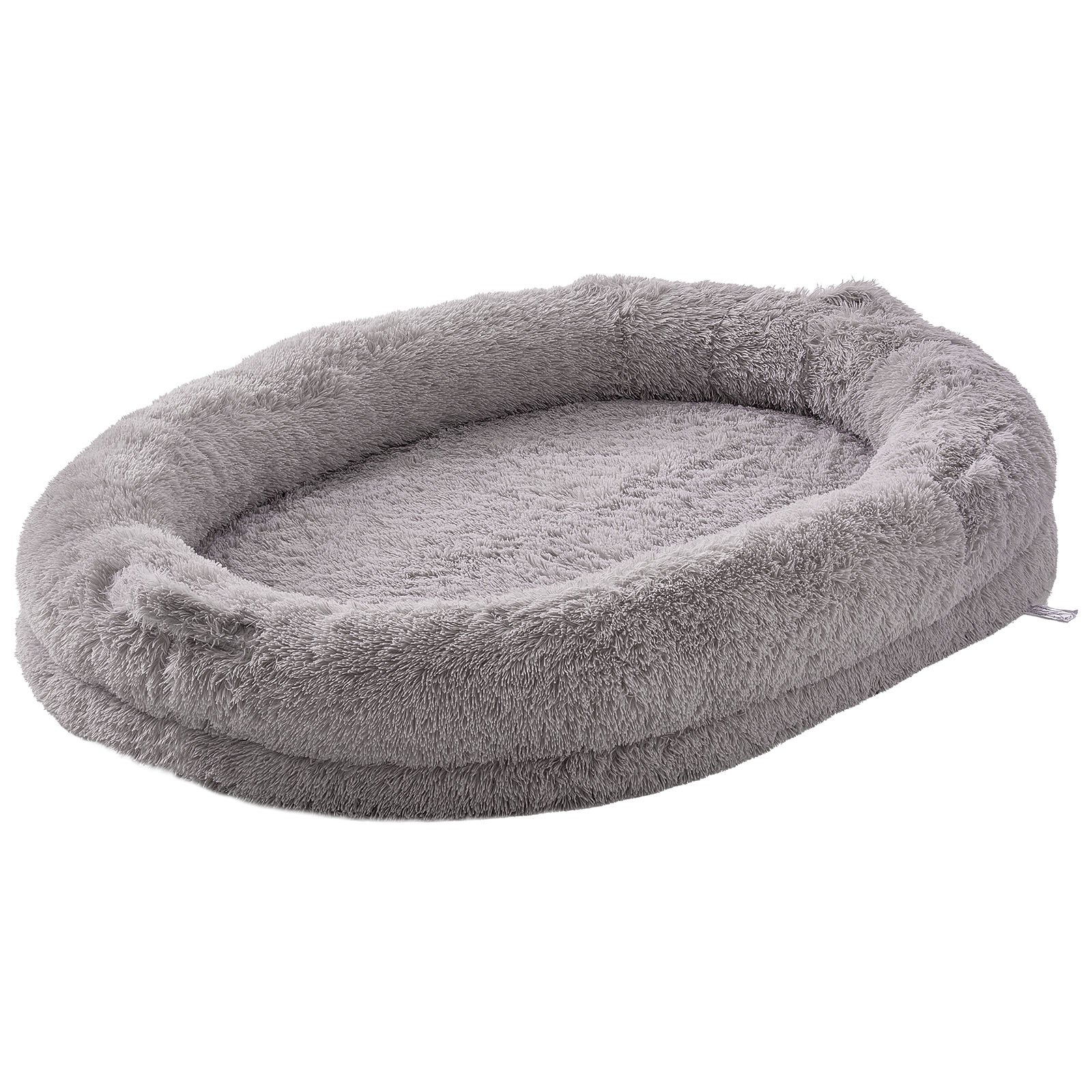 Human Dog Bed, 72″ X48″x10″ Giant Human Dog Bed For Adult, Human Size Dog Bed With Washable PV Velvet Cover, Egg Orthopedic Foam, Storage Pocket, Large Dog Bean Bed For You And Pet, Light Grey