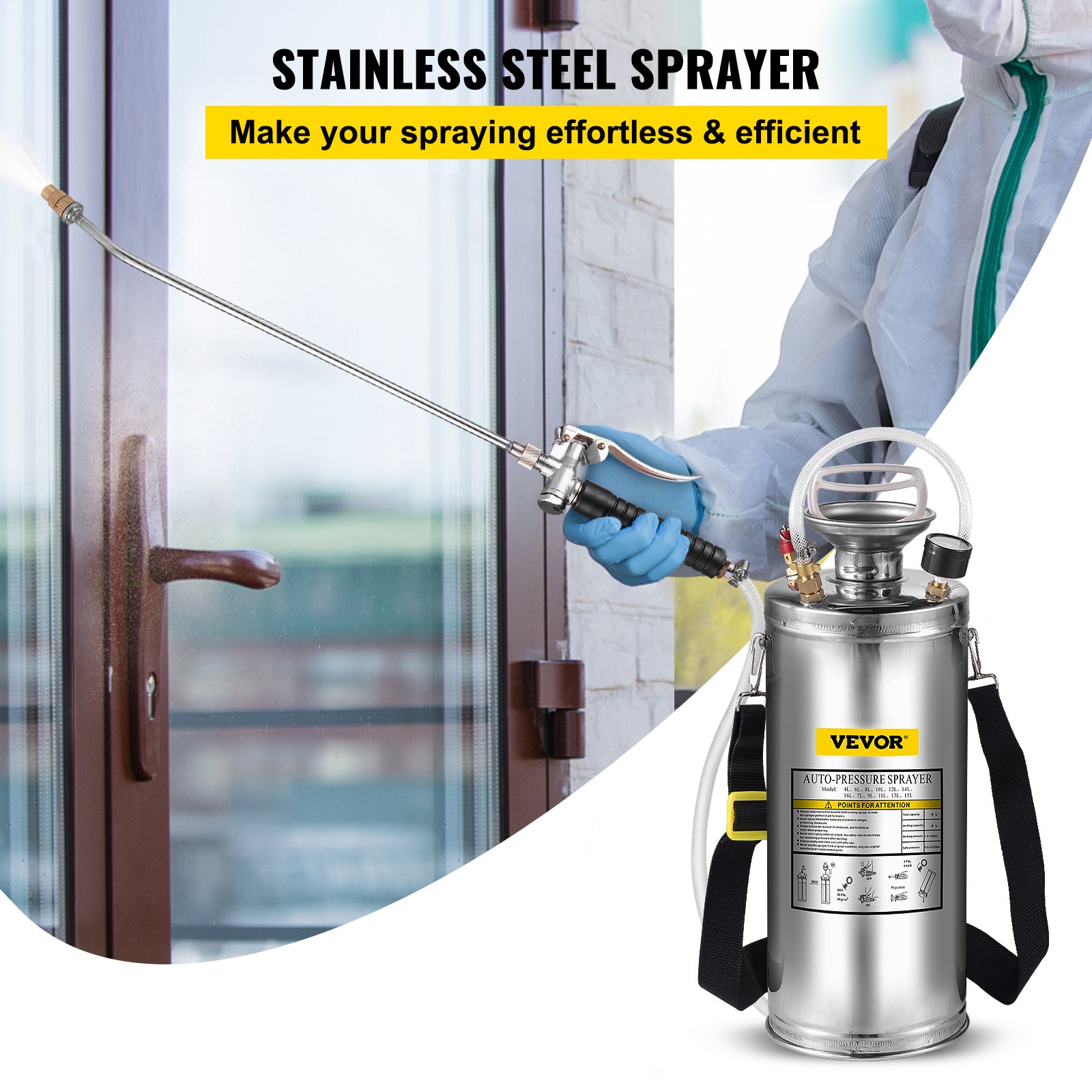 Stainless Steel Sprayer 8L Household Gardening And Floor Cleaning Sprayer, Suitable For The Current Neds Of Industry, Agriculture, Commerce, Medicine And Other Industries - Image 3