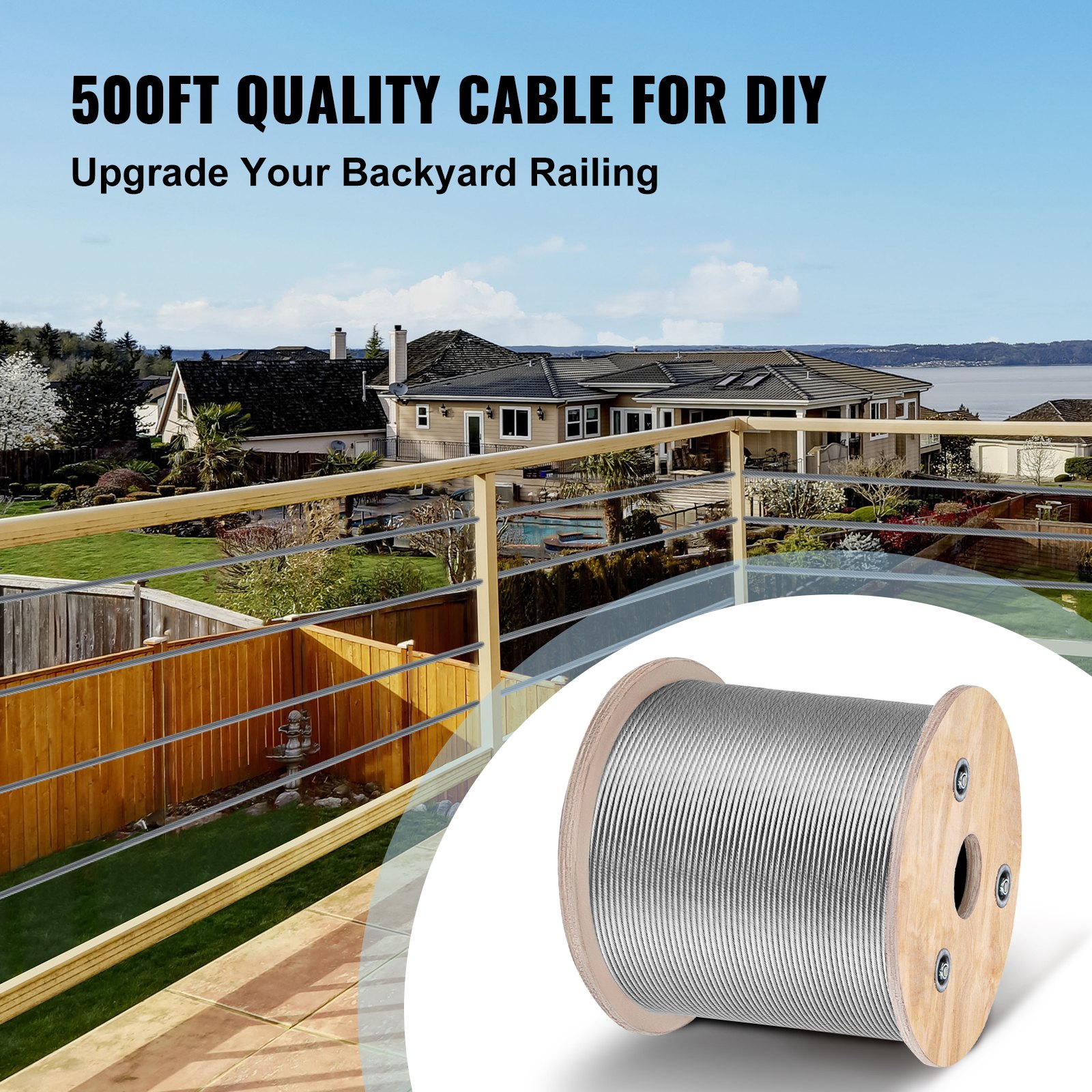 T316 Stainless Steel Cable 3.2 Mm 7×7 Steel Wire Rope Cable 15240 Cm Cable Railing Transport Wire Rope Cable For Railing Decking DIY Balustrade