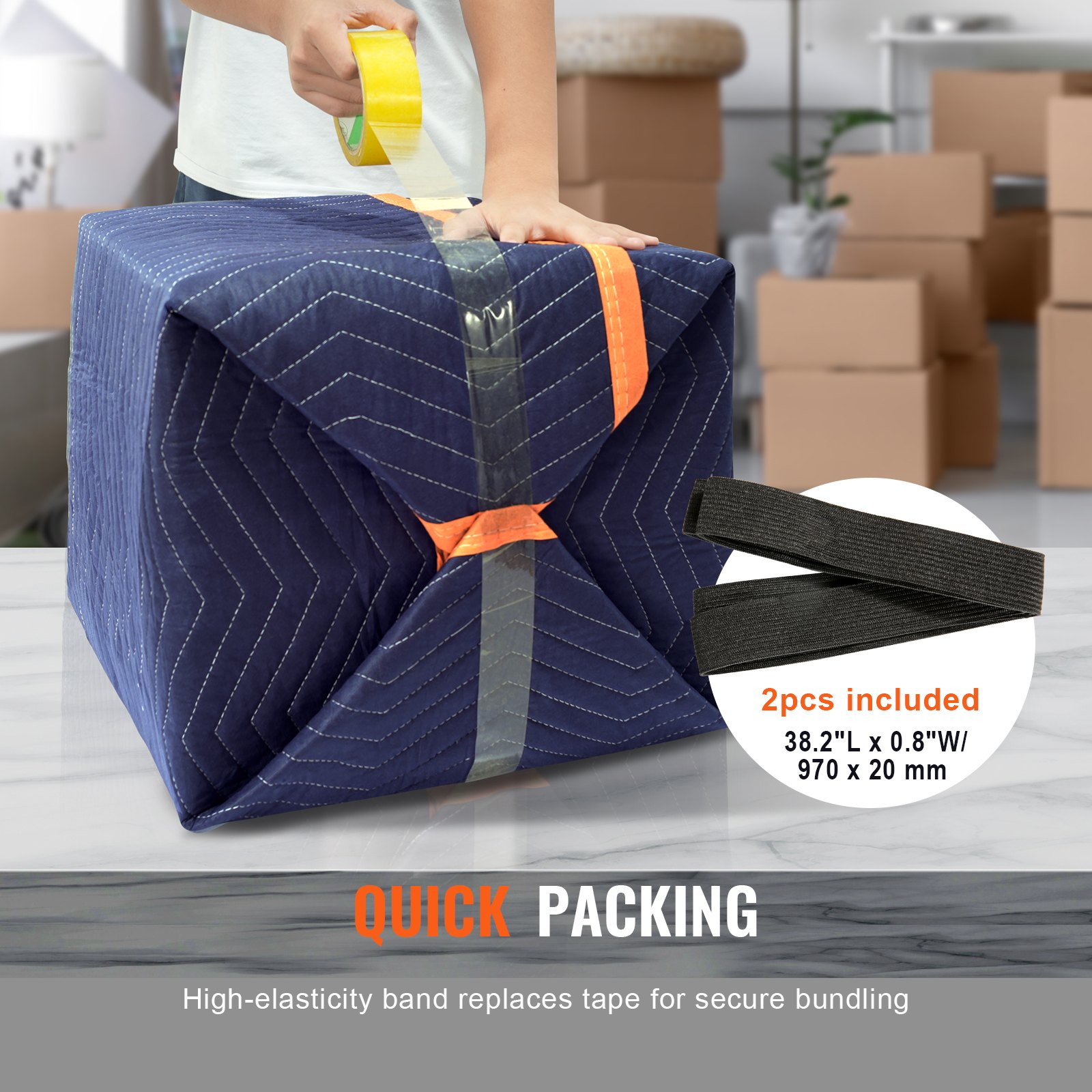 Moving Blankets, 203.2 X 182.9 Cm, 15.9 Kg/dz Weight, 12 Packs, Professional Non-Woven  Recycled Cotton Packing Blanket, Heavy Duty Mover Pads For Protecting Furniture