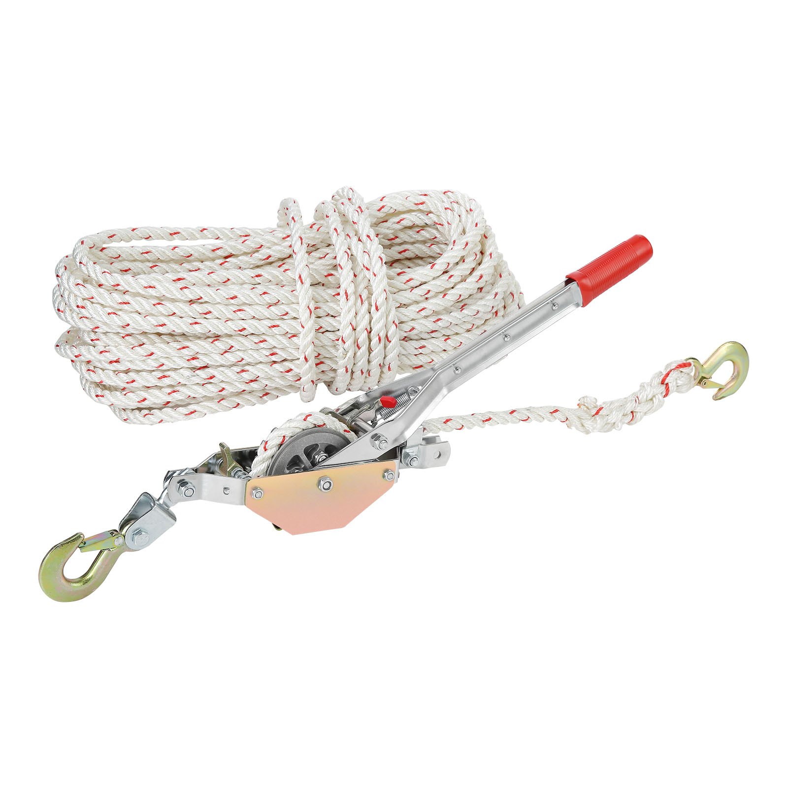 Rope Puller, 3/4 Ton (750 Kg) Pulling Capacity, With 30.48 M Of 1.52 Cm Dia. Rope, 2 Hook, Come Along Winch, Heavy Duty Ratchet Power Puller Tool For Moving Boats, Securing Items, Transporting Logs - Image 4