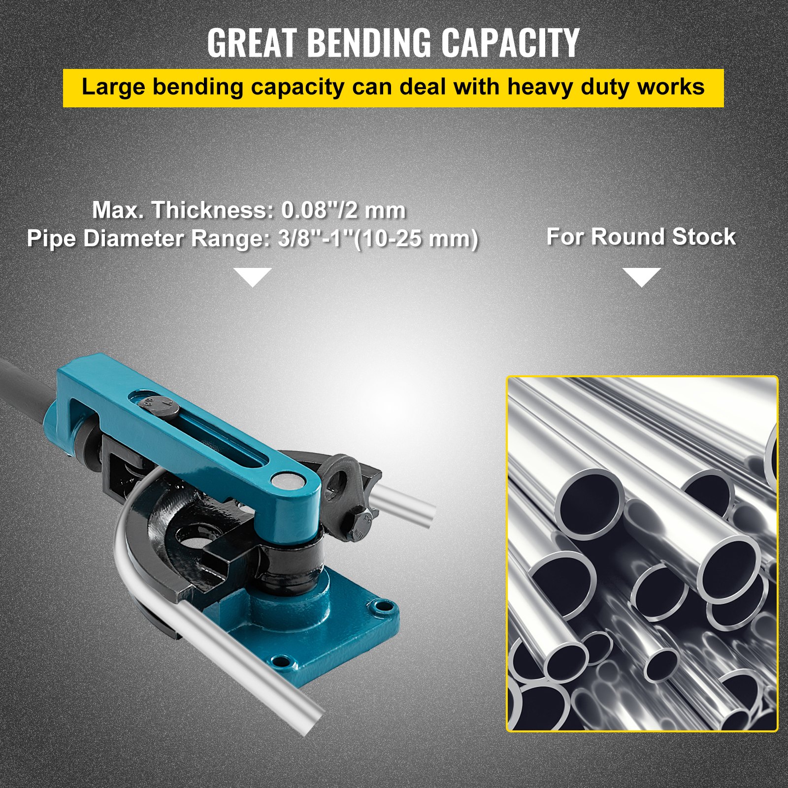 Pipe Bender 3/8 To 1 Inch Pipe Tubing Bender Tube Bender 10 To 25mm Bending Formers Pipe Bender Set 7 Round Dies Size For Copper Brass Aluminum Stainless Steel Pipe - Image 4