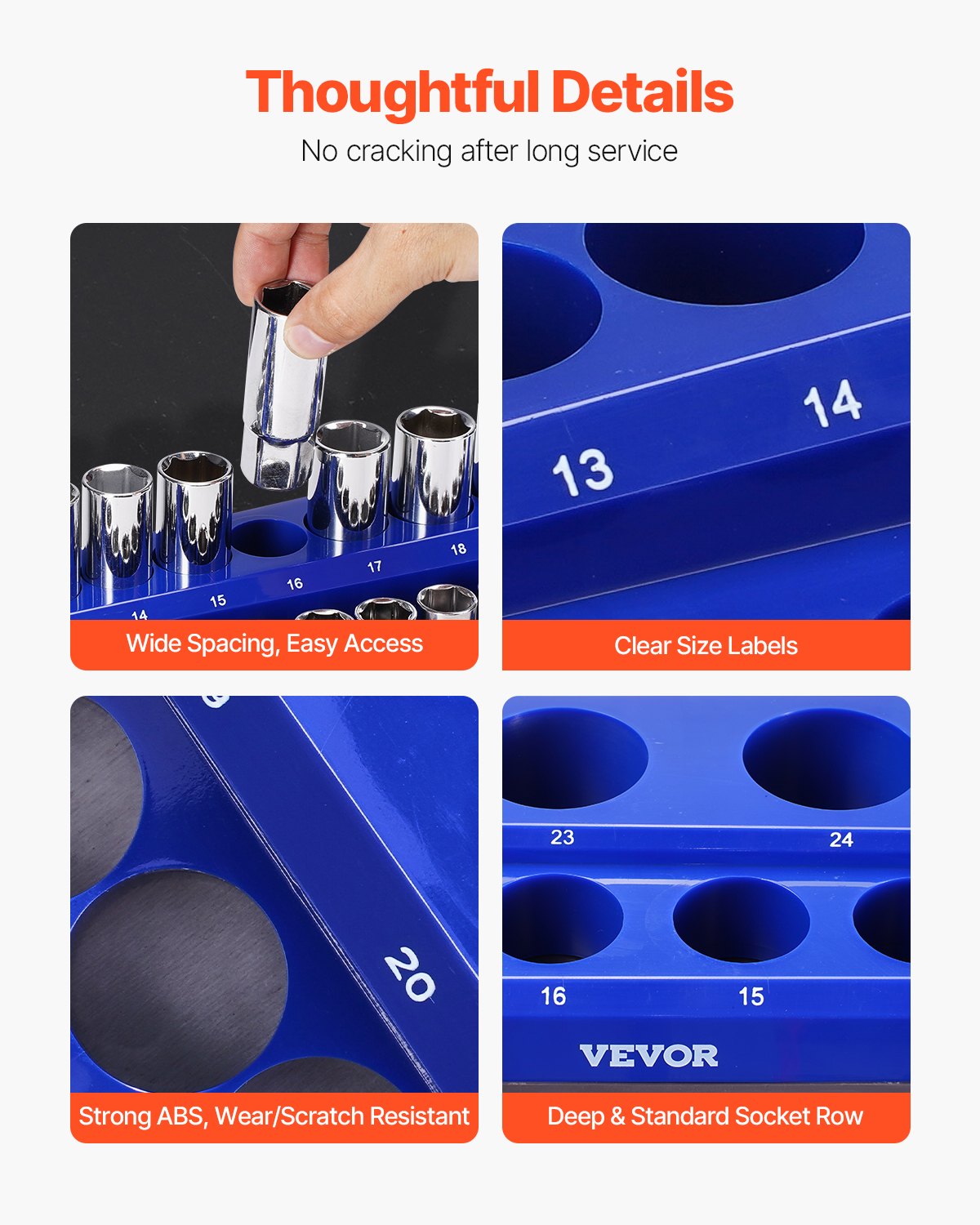 Magnetic Socket Organizer Set, 3PCS Magnetic Socket Holder, 1/4”, 3/8” & 1/2” Metric Socket Trays With Clear Labels, Hold Up To 75PCS Standard & Deep Sockets, Blue (Sockets Not Included)