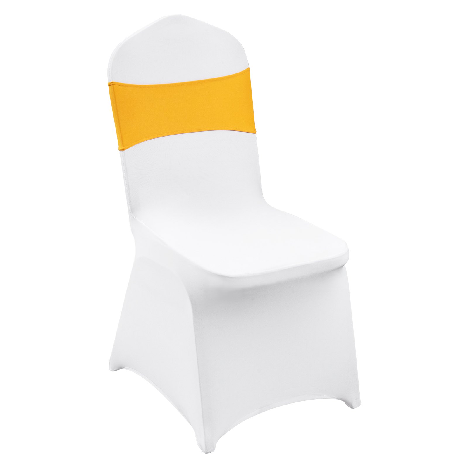 Stretch Spandex Folding Chair Covers, Universal Fitted Chair Cover With Chair Sashes, Removable Washable Protective Slipcovers, For Wedding, Holiday, Banquet, Party, Dining (50 Set Gold & White) - Image 2