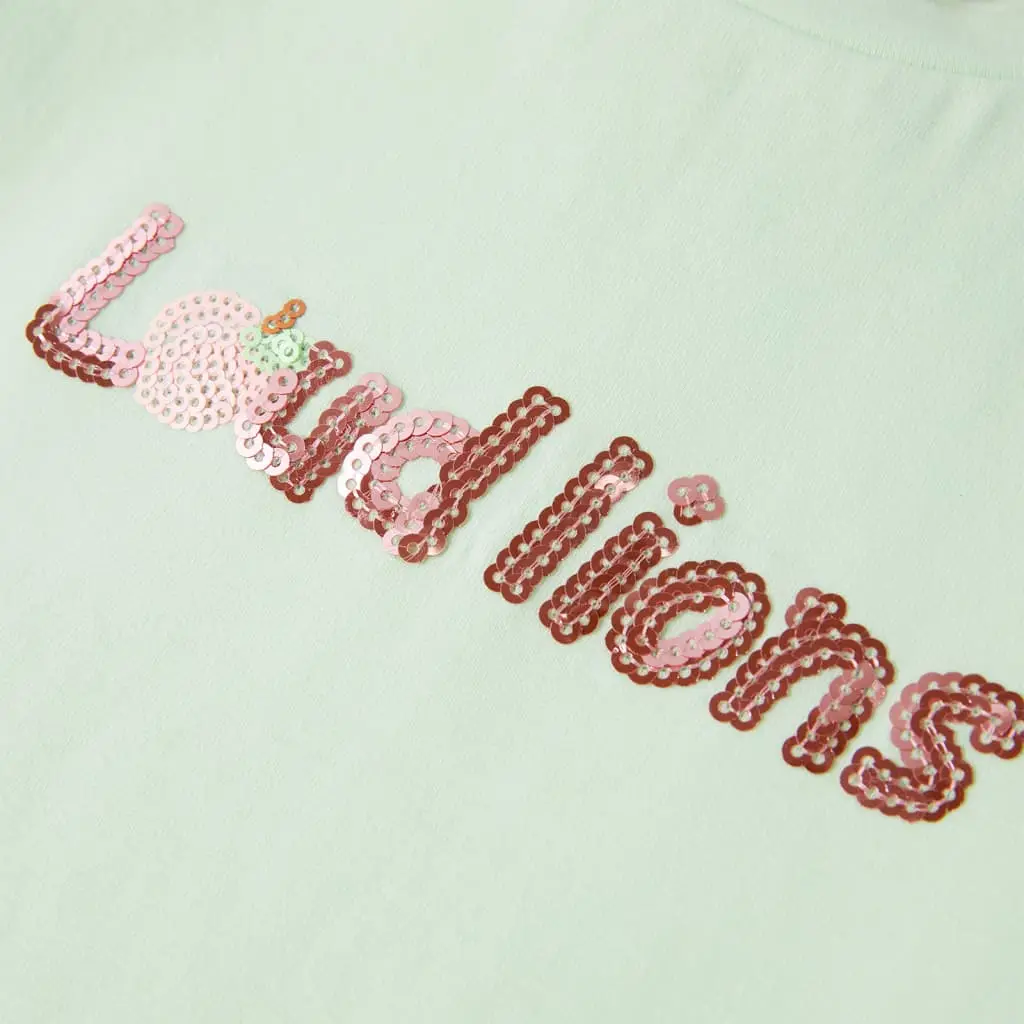 Children's T-shirt with flutter sleeves, light green, size 116.