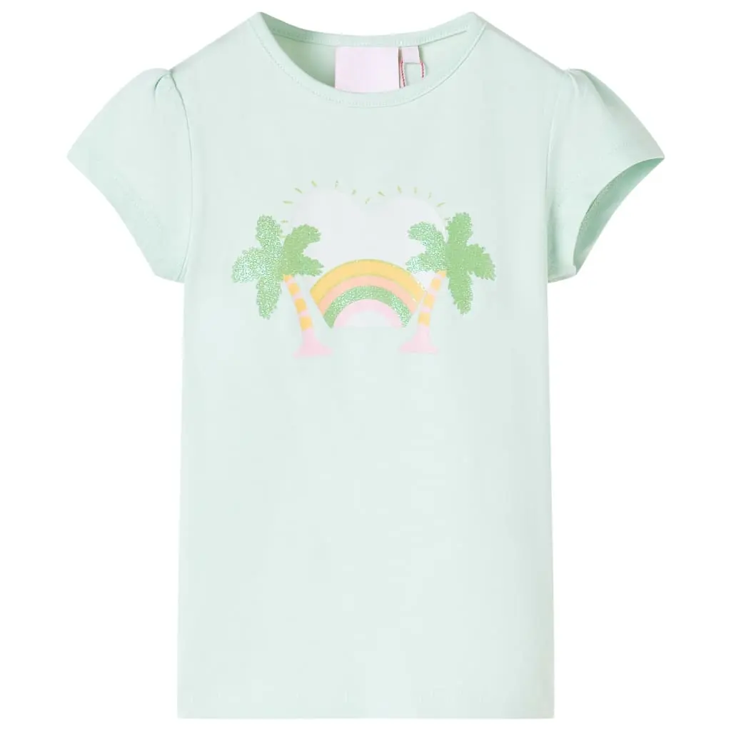 children's T-shirt light mint green 116 128