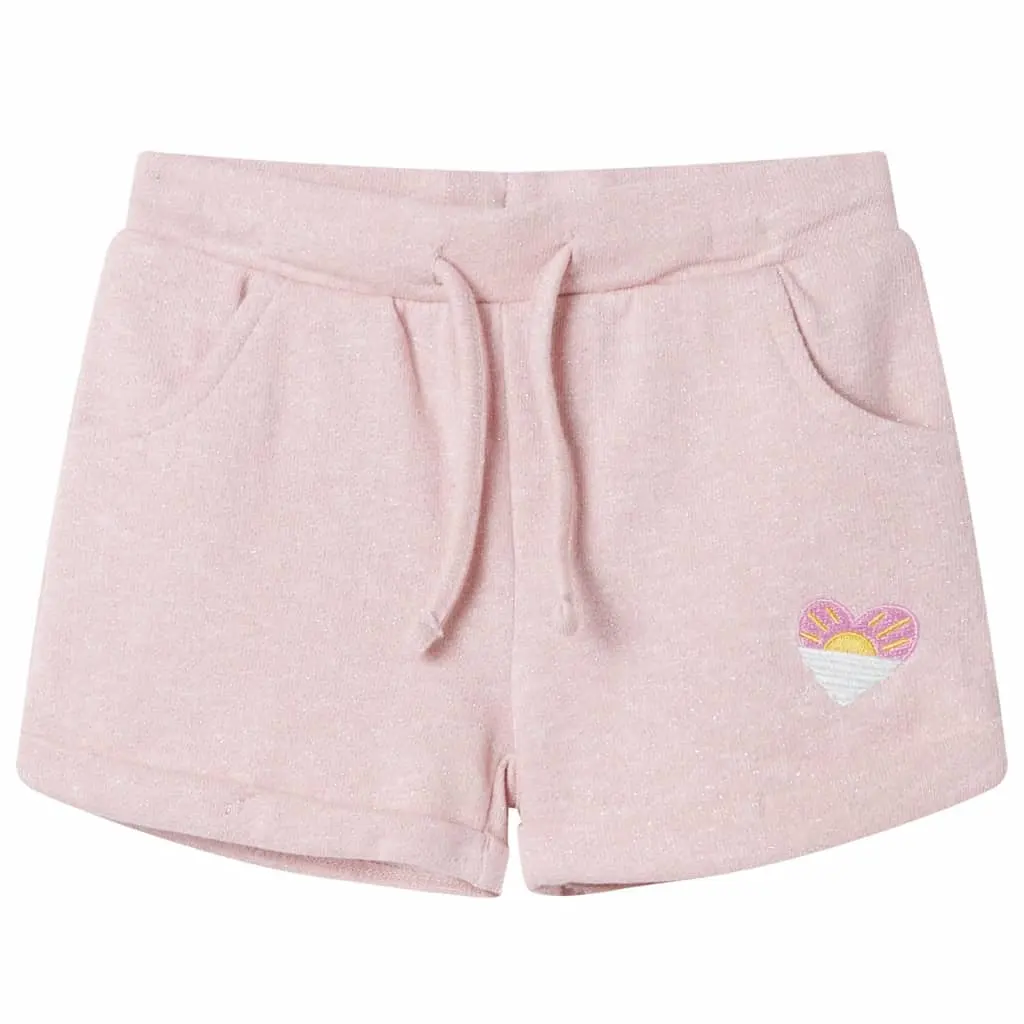 Children's shorts with drawstring, light pink, size