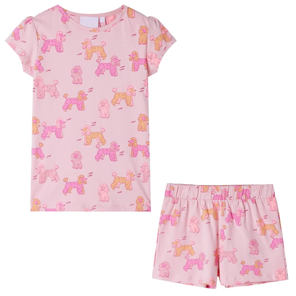 Children's pajamas with short sleeves, light pink, size 116.