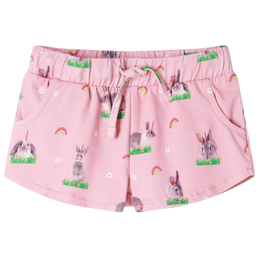 Children's shorts with drawstring, light pink, size 104