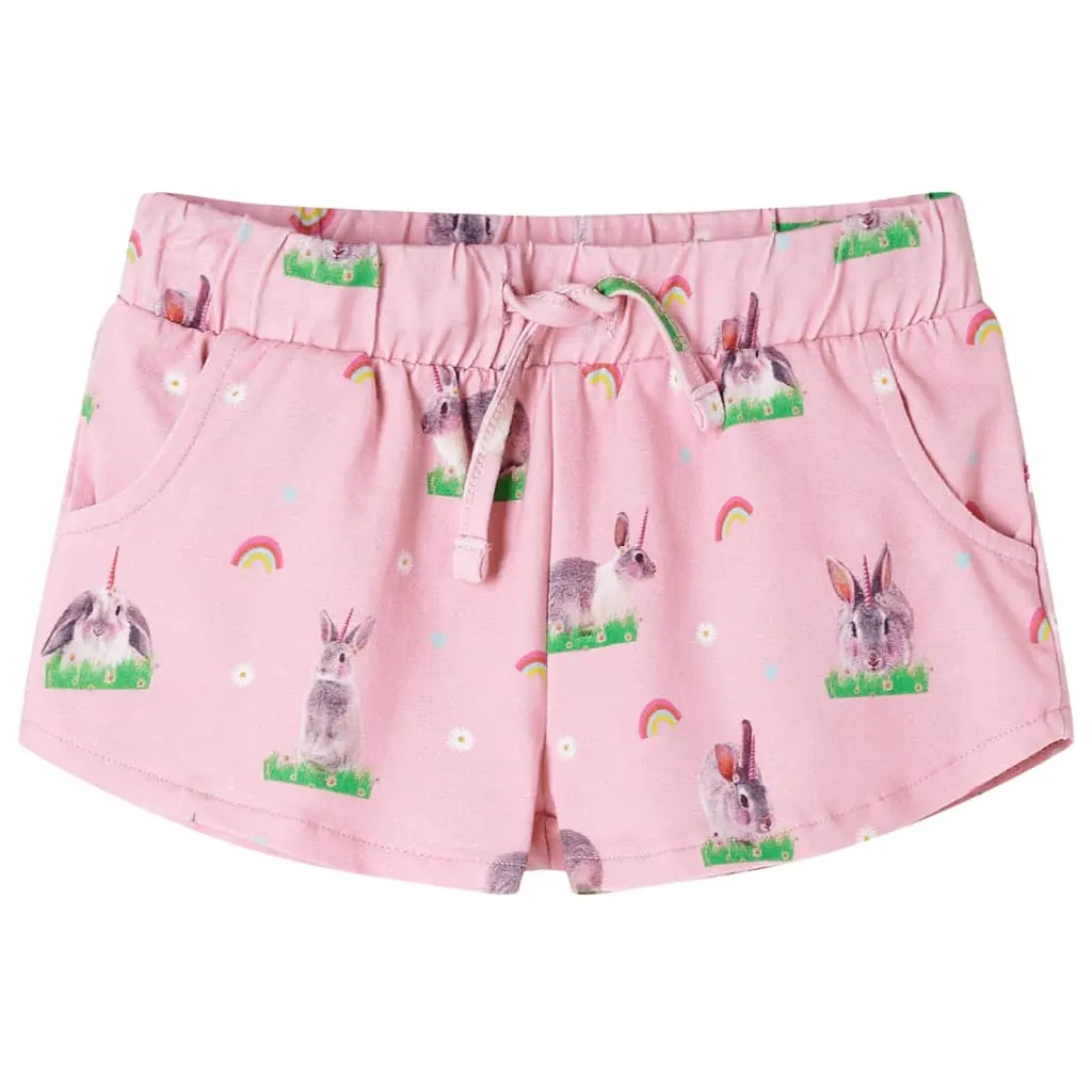 Children's shorts with drawstring, light pink, size