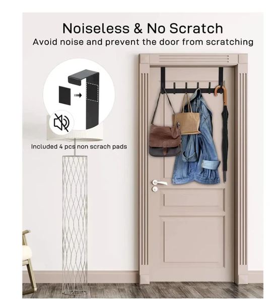Door Hooks, Door Towel Rack, With 12 Hooks For Hanging Clothes, Coats, Towels, And Hats, 1 Piece, Black. — foto 3