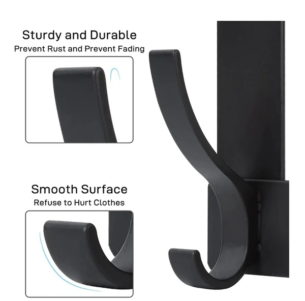 Door Hooks, Door Towel Rack, With 12 Hooks For Hanging Clothes, Coats, Towels, And Hats, 1 Piece, Black. — foto 2