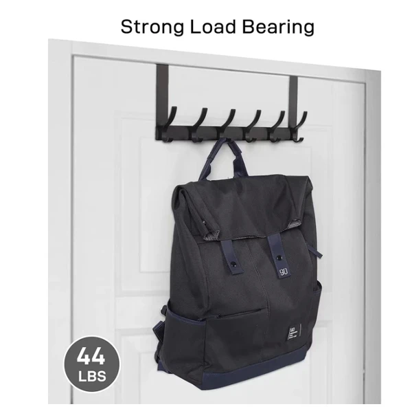 Door Hooks, Door Towel Rack, With 12 Hooks For Hanging Clothes, Coats, Towels, And Hats, 1 Piece, Black.