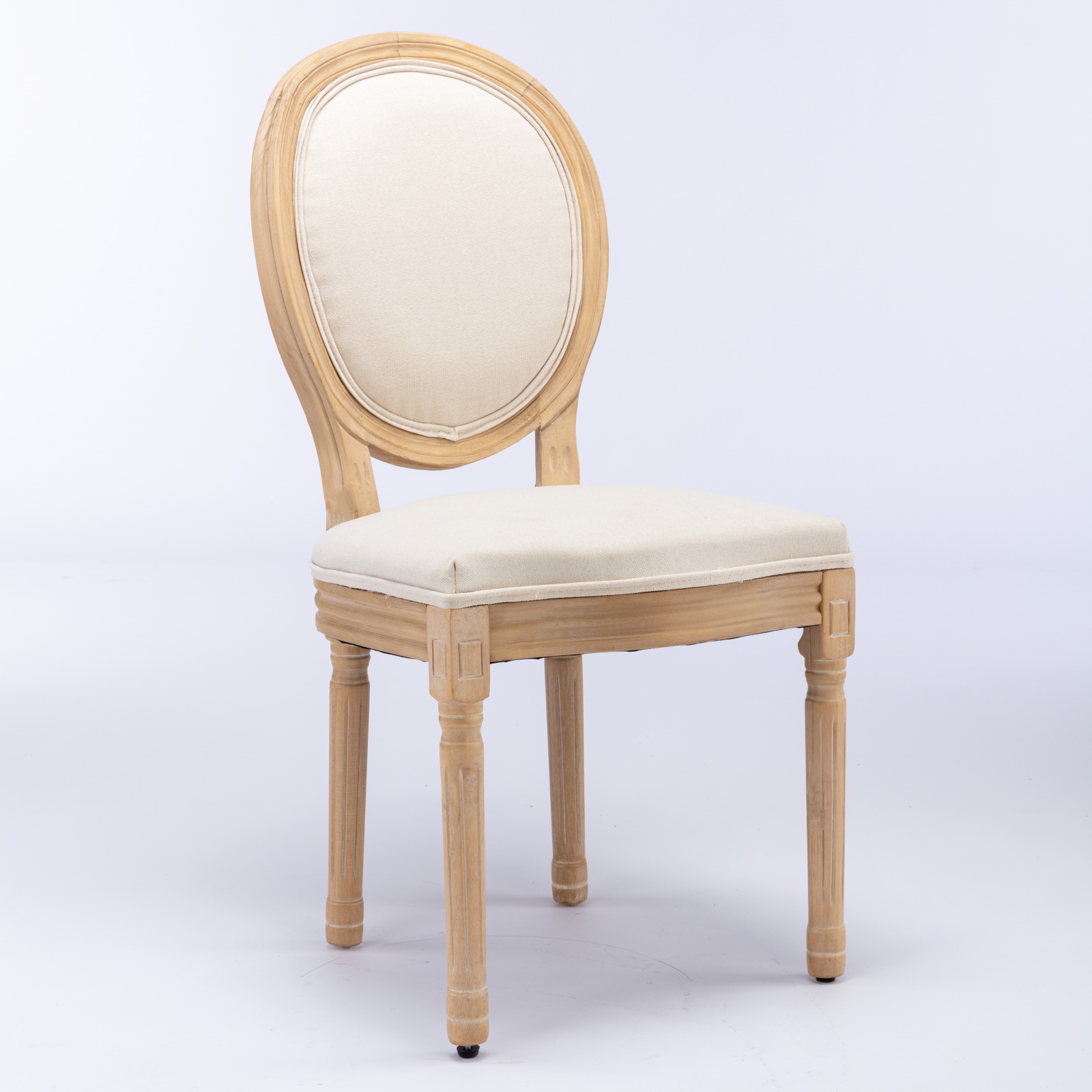 A&A Furniture,French Style Solid Wood Frame Antique Painting Linen Fabric Back Dining Chair,Set Of… image 2