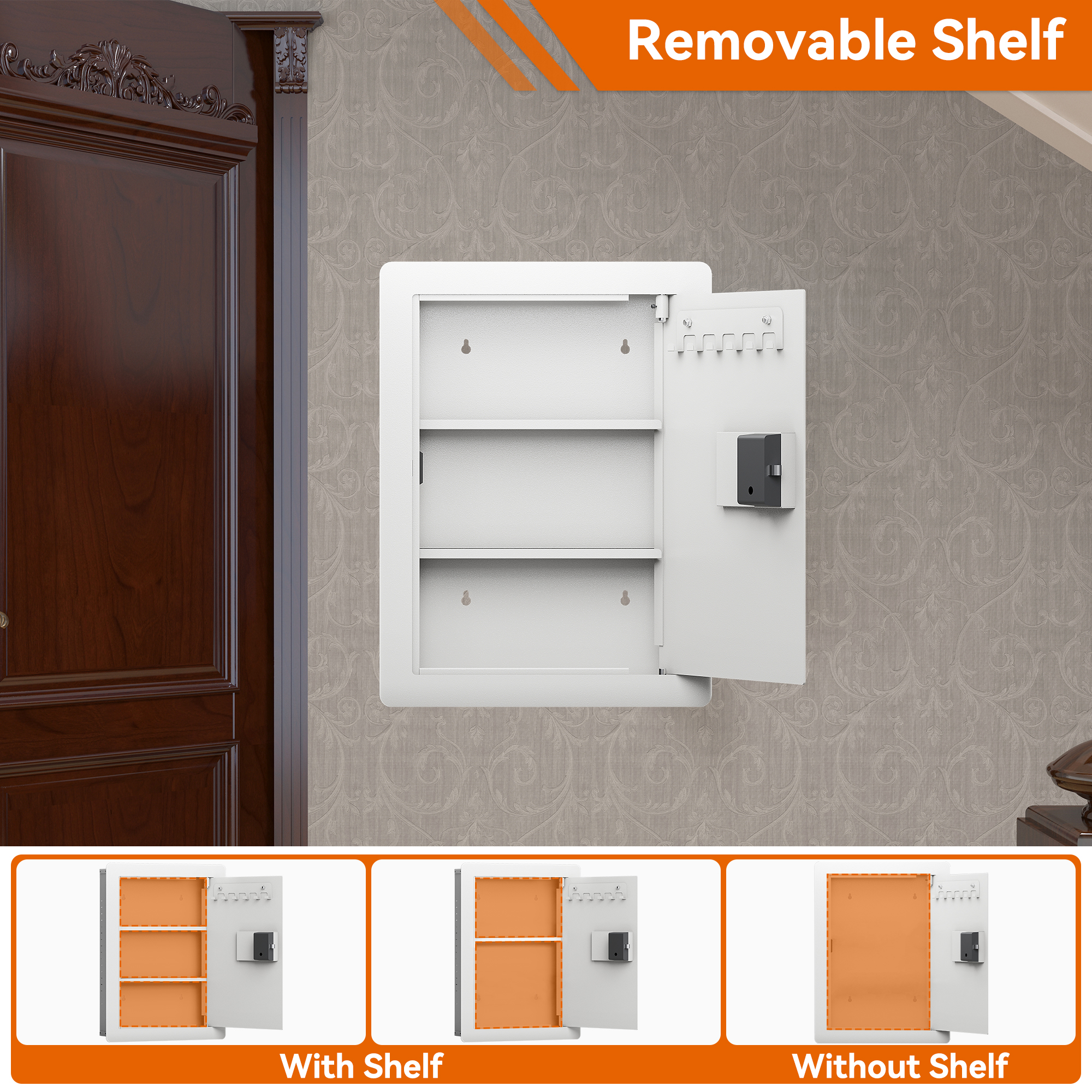 Digital Wall Hidden Safe Flat, Electronic, Steel, Keypad, Home Or Business Heavy Duty Wall Mount Safe For  Protect Money, Jewelry, Passports Storage