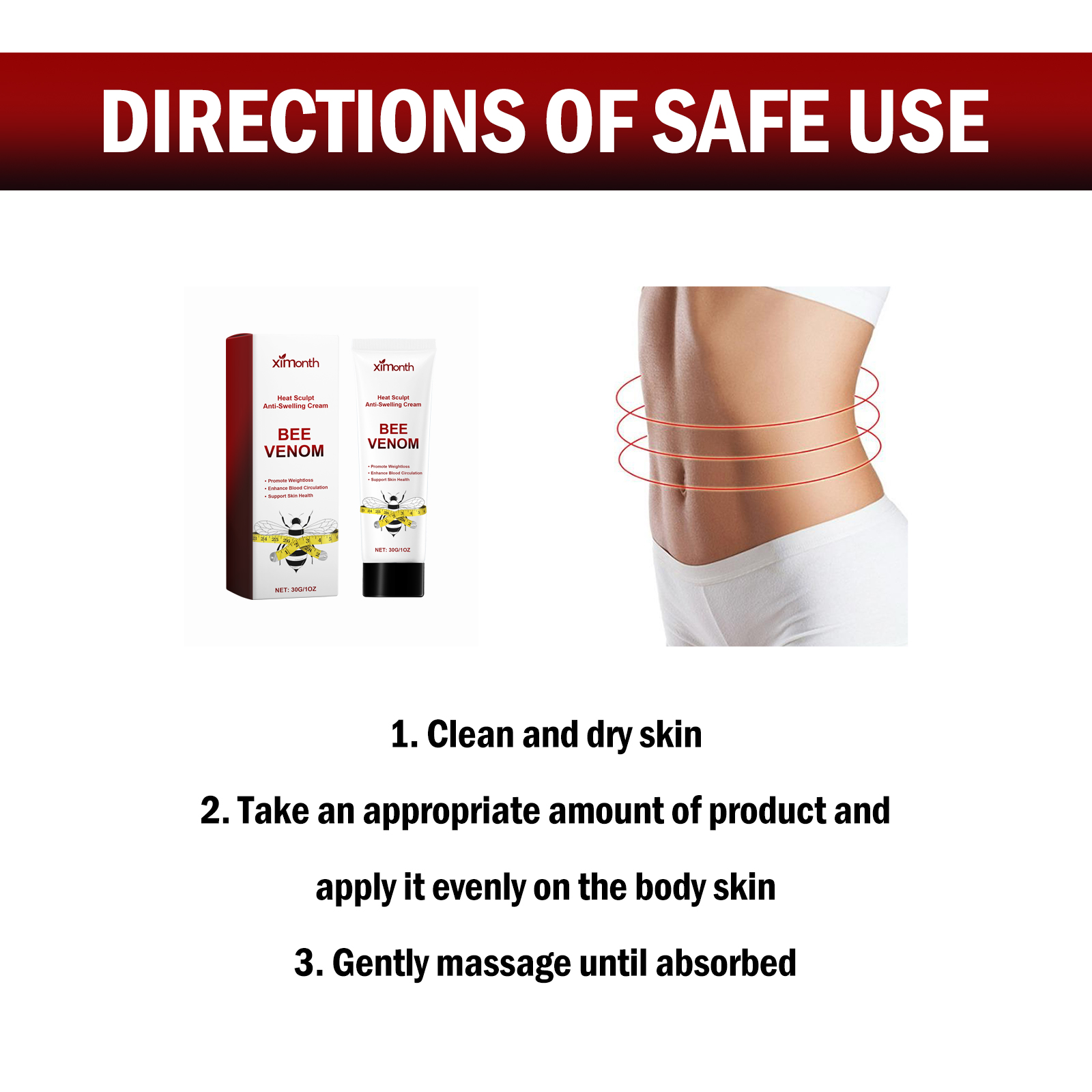 Ximonth Heat Sculpt Anti-Swelling Cream, Firming Arms Belly Beauty Legs Show Curves Massage Body Sculpting Cream