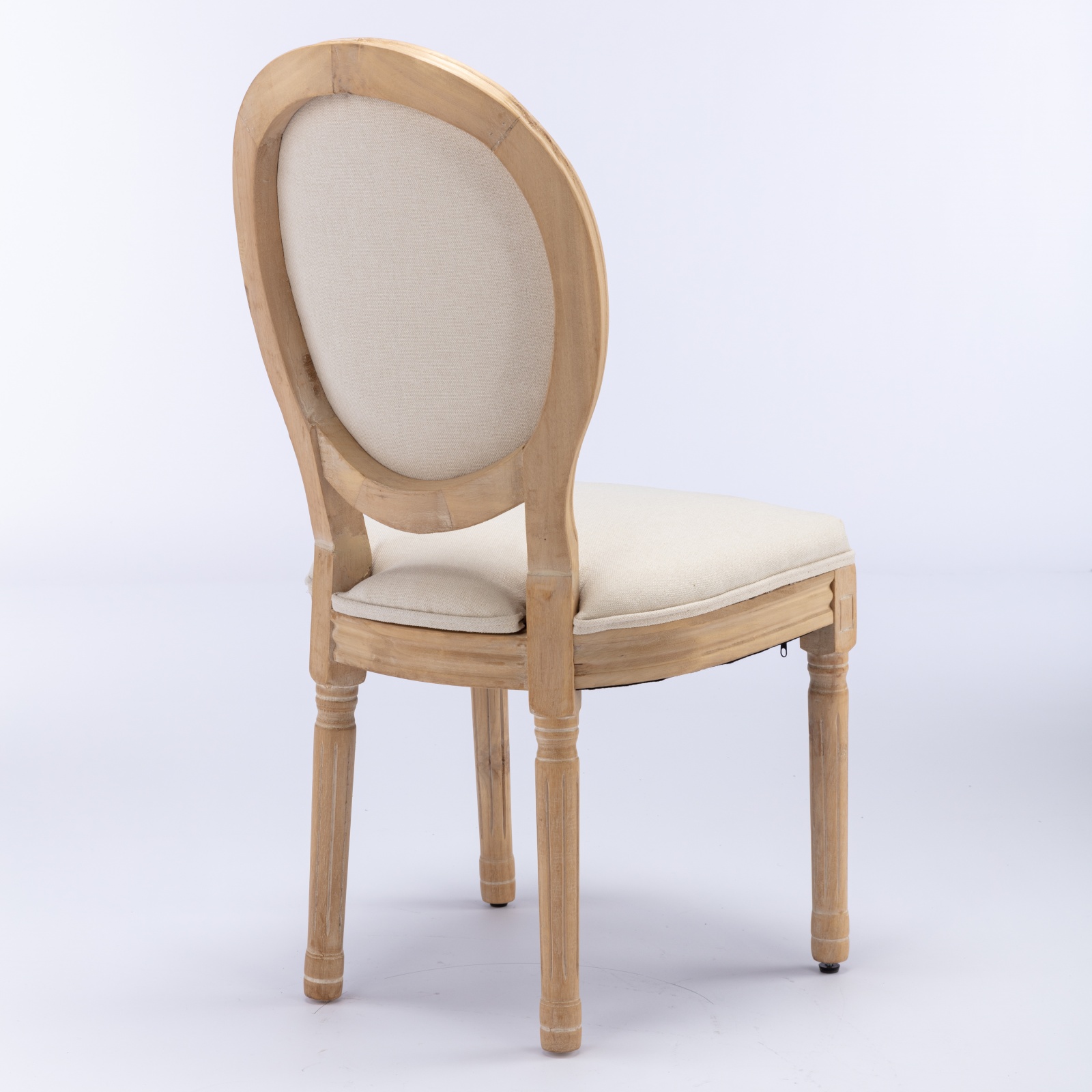 A&A Furniture,French Style Solid Wood Frame Antique Painting Linen Fabric Back Dining Chair,Set Of… image 4