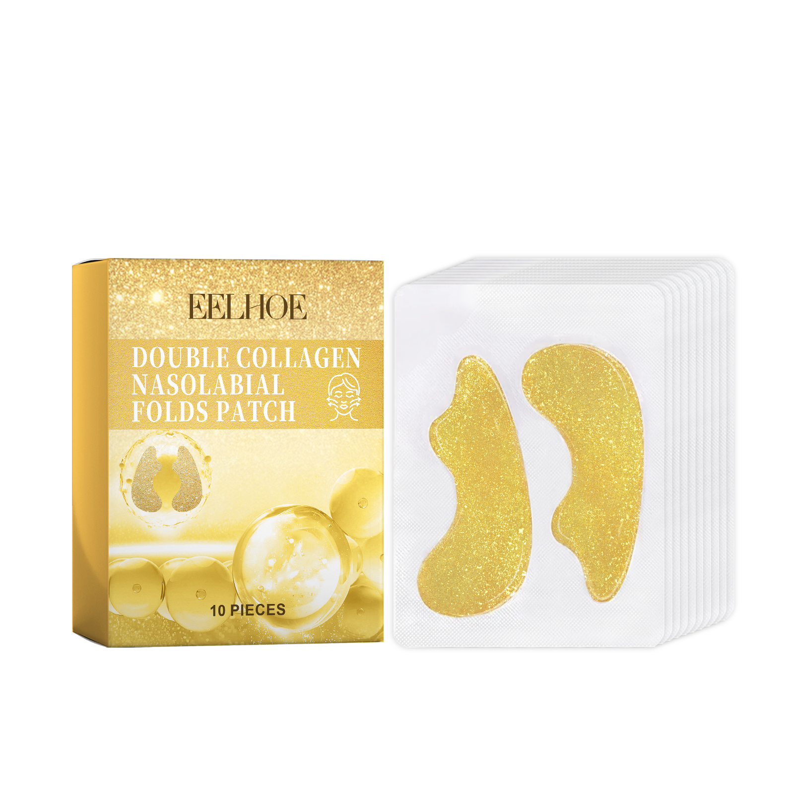 EELHOE Double Collagen Nasolabial Folds Patch, Fade Facial Fine Lines Wrinkles Anti Wrinkle Firming Moisturizing And Nourishing 10Pcs - Shop at LoveMi