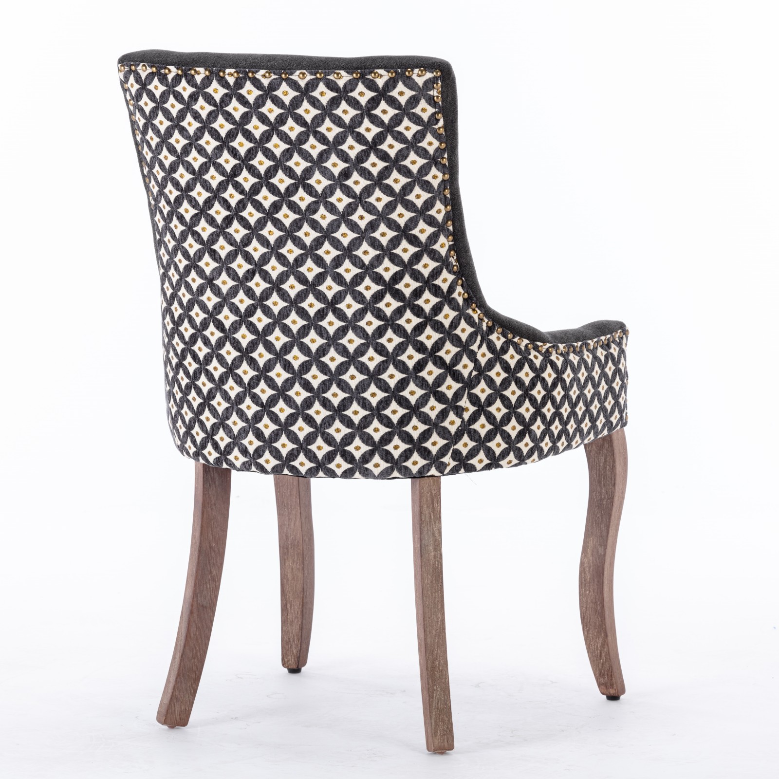 A&A Furniture, Ultra Side Dining Chair, Thickened Fabric Chairs With Neutrally Toned Solid Wood Legs, Bronze Nail Head, Set Of 2, Blue — foto 4