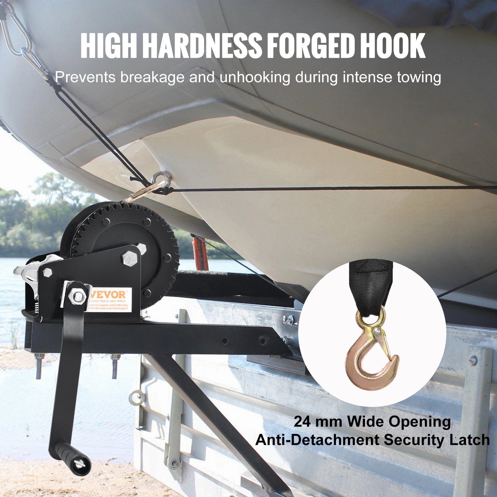 Hand Winch, 544.3 Kg Pulling Capacity, Boat Trailer Winch