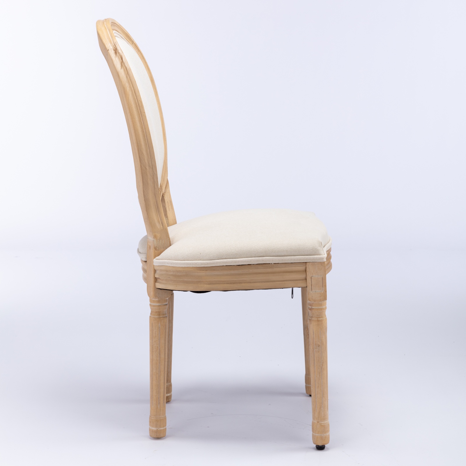 A&A Furniture,French Style Solid Wood Frame Antique Painting Linen Fabric Back Dining Chair,Set Of… image 3
