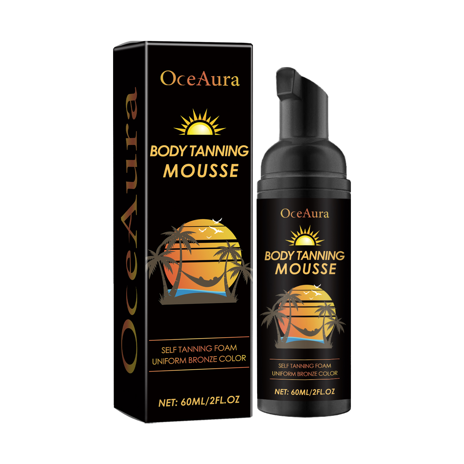 OceAura Tanning Mousse, Summer Outdoor Seaside Help Sun Moisturizing Skin Natural Fashion Wheat Color 60Ml - Shop at LoveMi