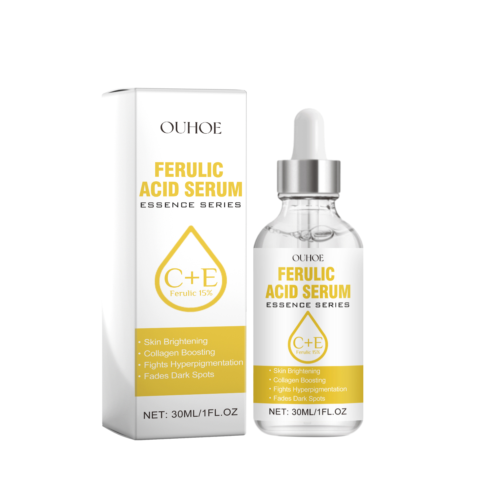 OUHOE Ferulic Acid Serum, Lighten Fine Lines And Spots Revitalize Skin Delicate Pores Repair Dry Skin Moisturize 30Ml - Shop at LoveMi