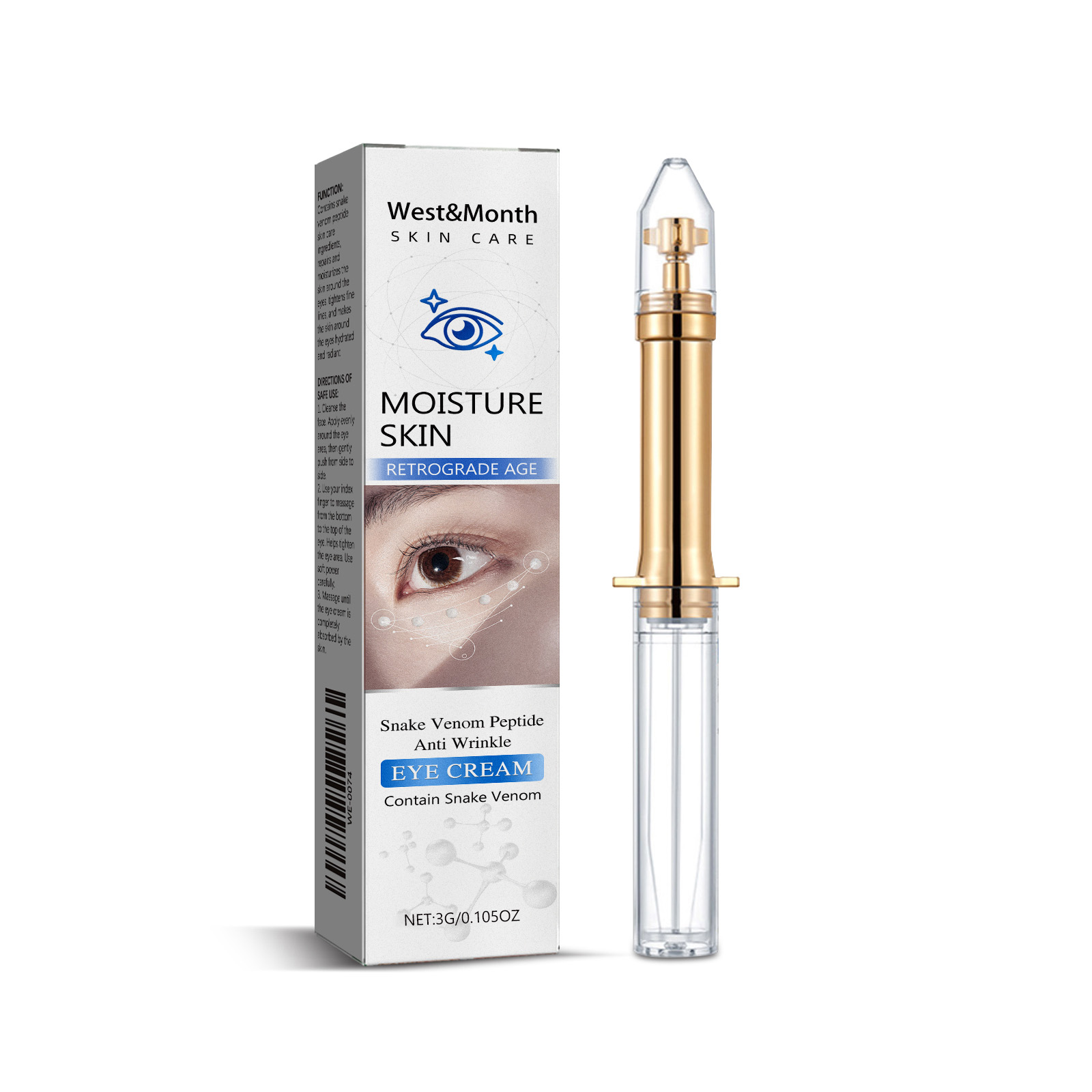 West&Month Snake Venom Peptide Eye Cream Gently Moisturizes Dark Circles And Fine Lines Around The Eyes. It Is An External Moisturizing Eye Cream 3G - Shop at LoveMi