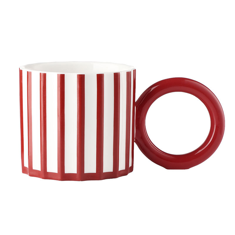 Ceramic Mug High Color Value Ins Stripe Big Ears