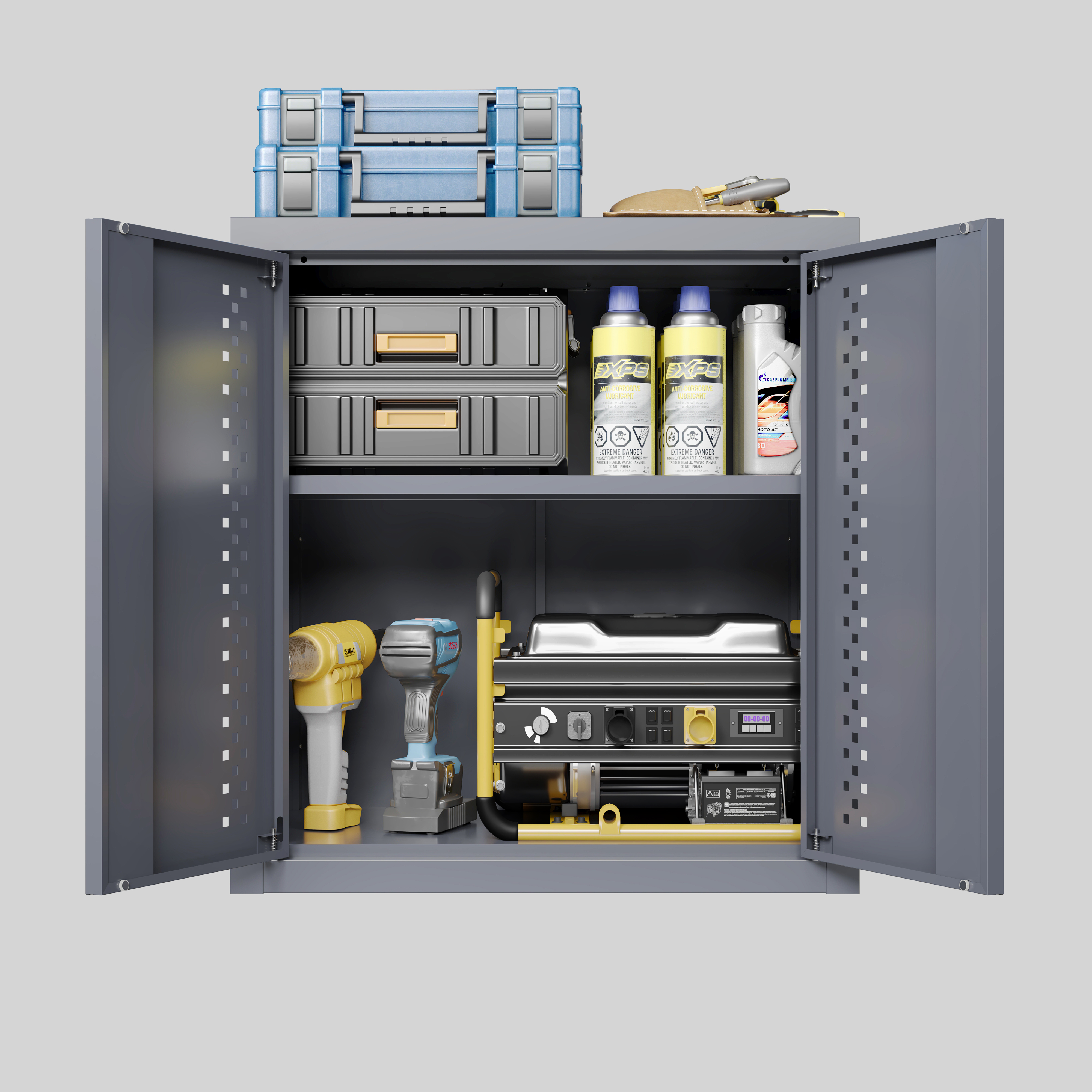 Metal Garage Cabinet With Door, Wall-mounted Storage Cabinet, Floating Tool Cabinet For Basements, Kitchens, And Warehouses Gray, 13.77 H - Image 1