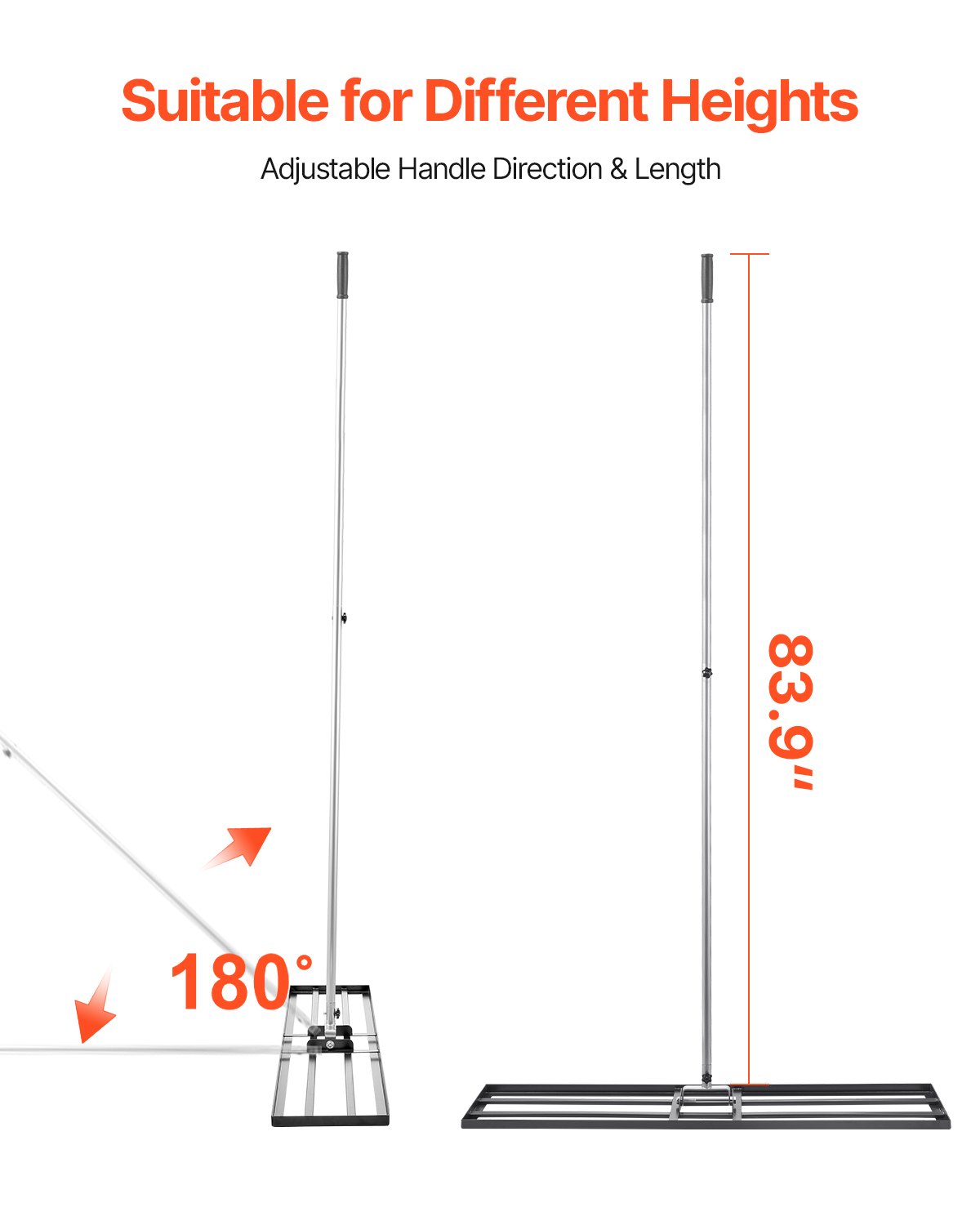 Lawn Leveling Rake, Lawn Leveler With 83.9 In Handle, 48x10 In Ground Plate, Rust-Resistant Carbon Steel Soil Leveler, 2 Heights Adjustable, Effort Saving Lawn Leveling Tool For Yard Golf Cou