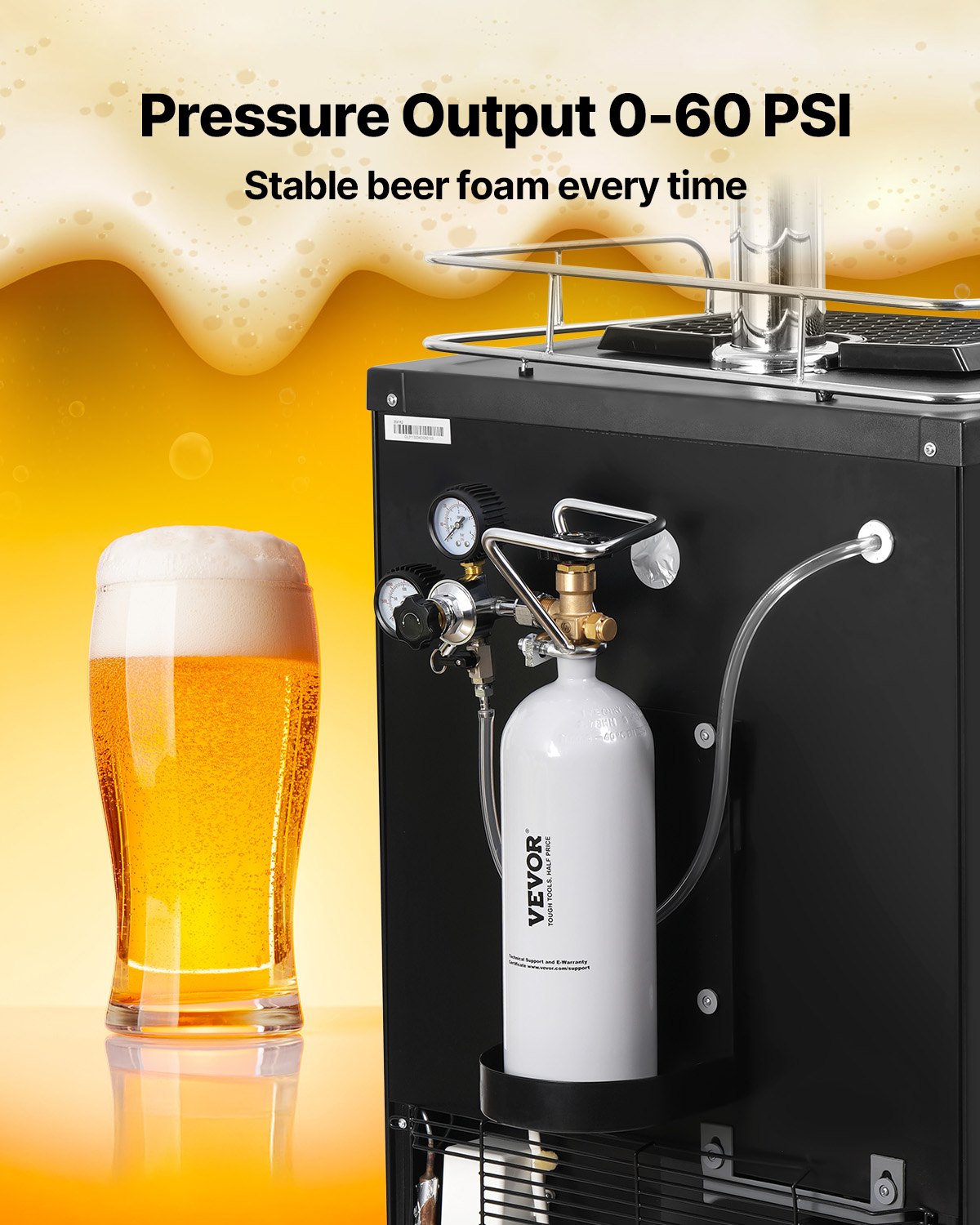 CO2 Tank, 4.41 Lbs New Alloy Steel Cylinder, CO2 Air Tank With Gray Spray Coating, DIN477 Valve, Handle & Adjustable Pressure, TUV Approved Gas Cylinder For Draft Beer Dispensing And Soda Maker