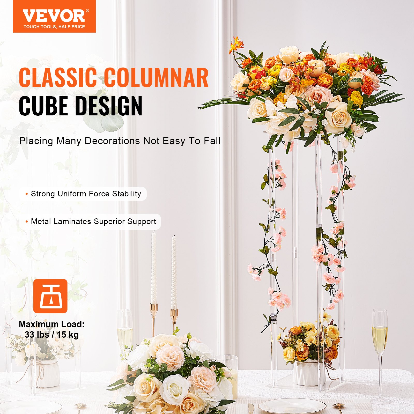 10PCS 23.6inch-60cm High Wedding Flower Stand, With Acrylic