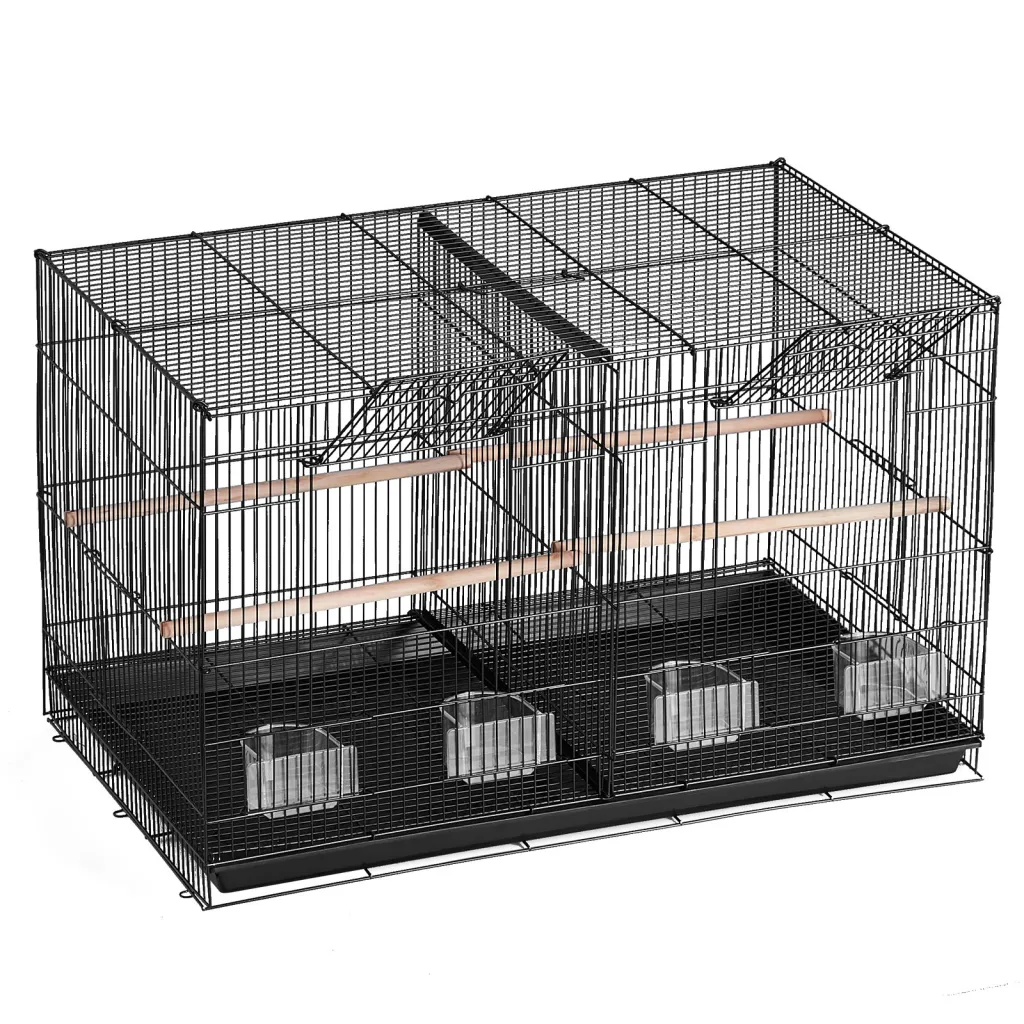 Bird Cage, 18 In, Small Parakeet Cage With Divider, Sturdy Metal Bird Flight Cage, Travel Birdcage With 5 Perches & 4 Feeding Cups, Parrot Cage For...