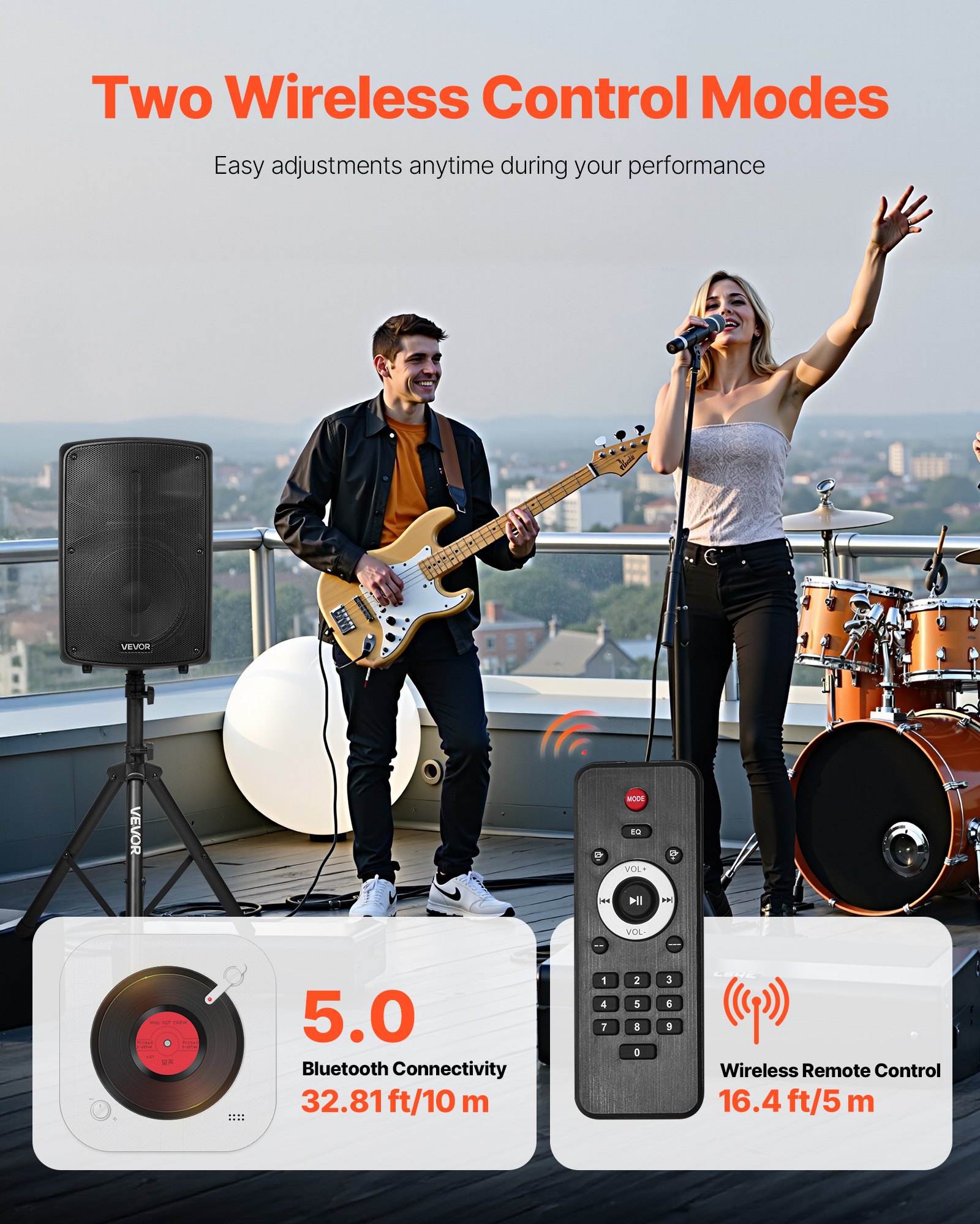 2 X 10 In Speakers PA System 800W Mixer Wireless Bluetooth Mic For DJ Party 4