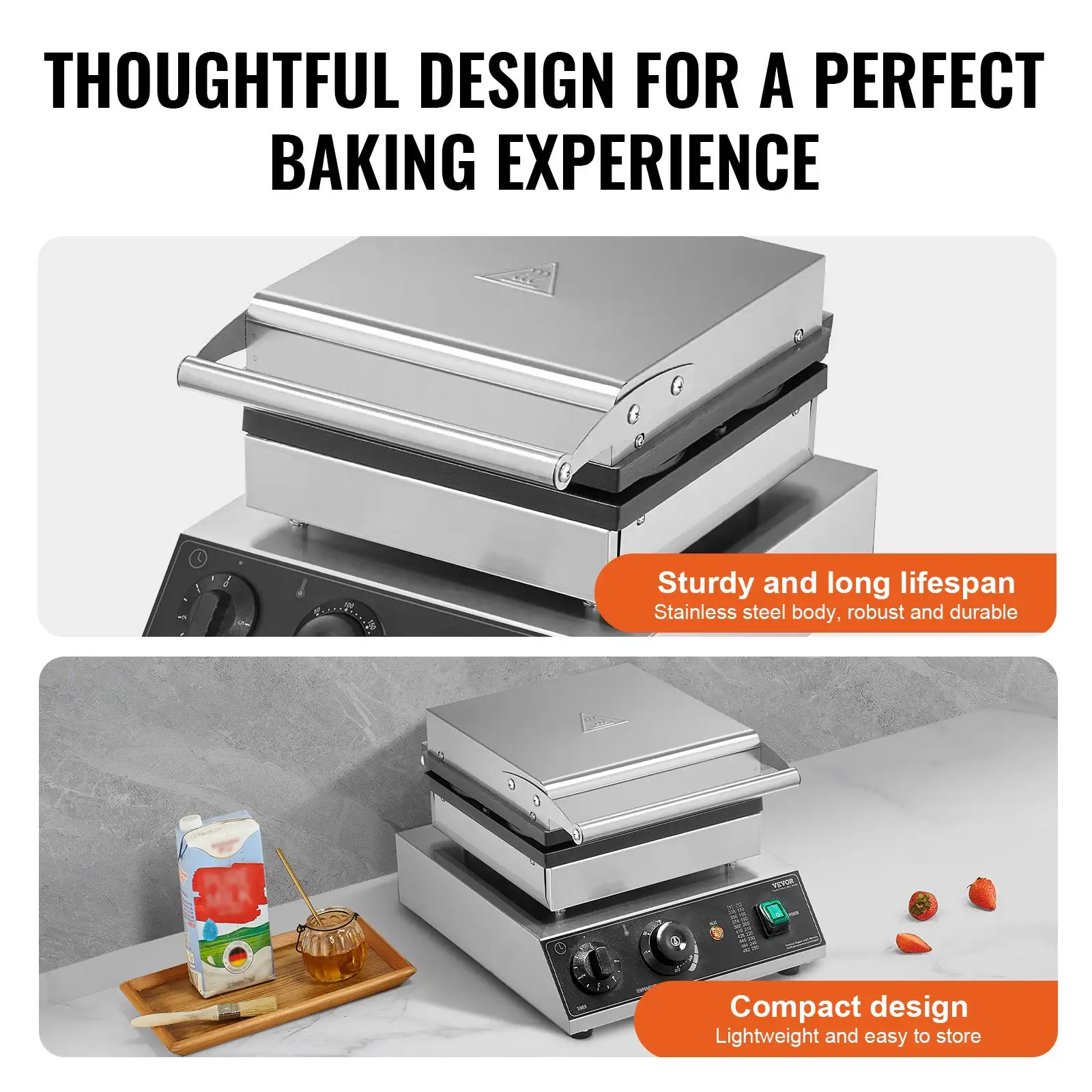 4PCS Commercial Waffle Maker Round Waffle Iron Machine 1750W Non-Stick