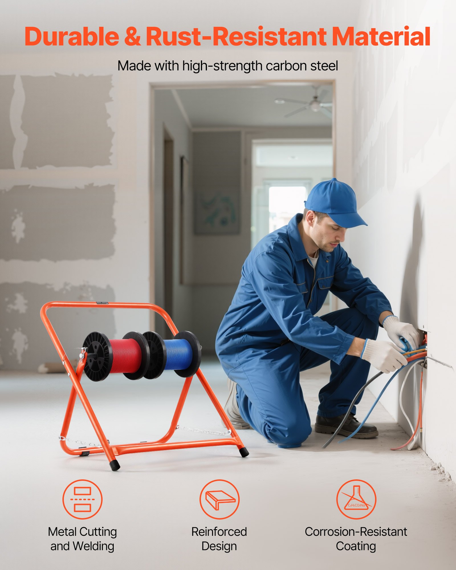 Foldable Wire Spool Rack Heavy Duty Cable Caddy For Electrical Industrial Retail - Image 2